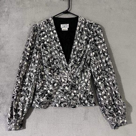 Vintage Ann Hobbs For Cattiva Blouse Fancy Womens M* Neiman Marcus Peplum Lined - Picture 1 of 11